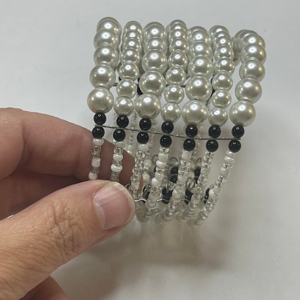Pearl wrap bracelet black beads fashion jewelry contemporary career